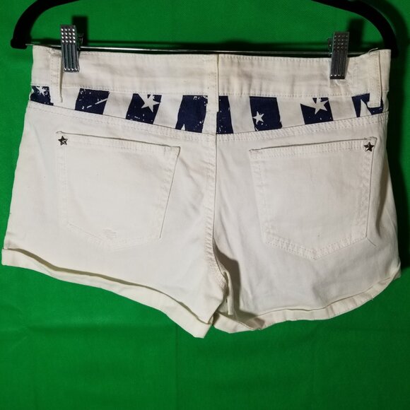 Vintage Y2K 90s LEI Junior White Shorts Size 9 USA Stars and Stripes - Picture 2 of 10